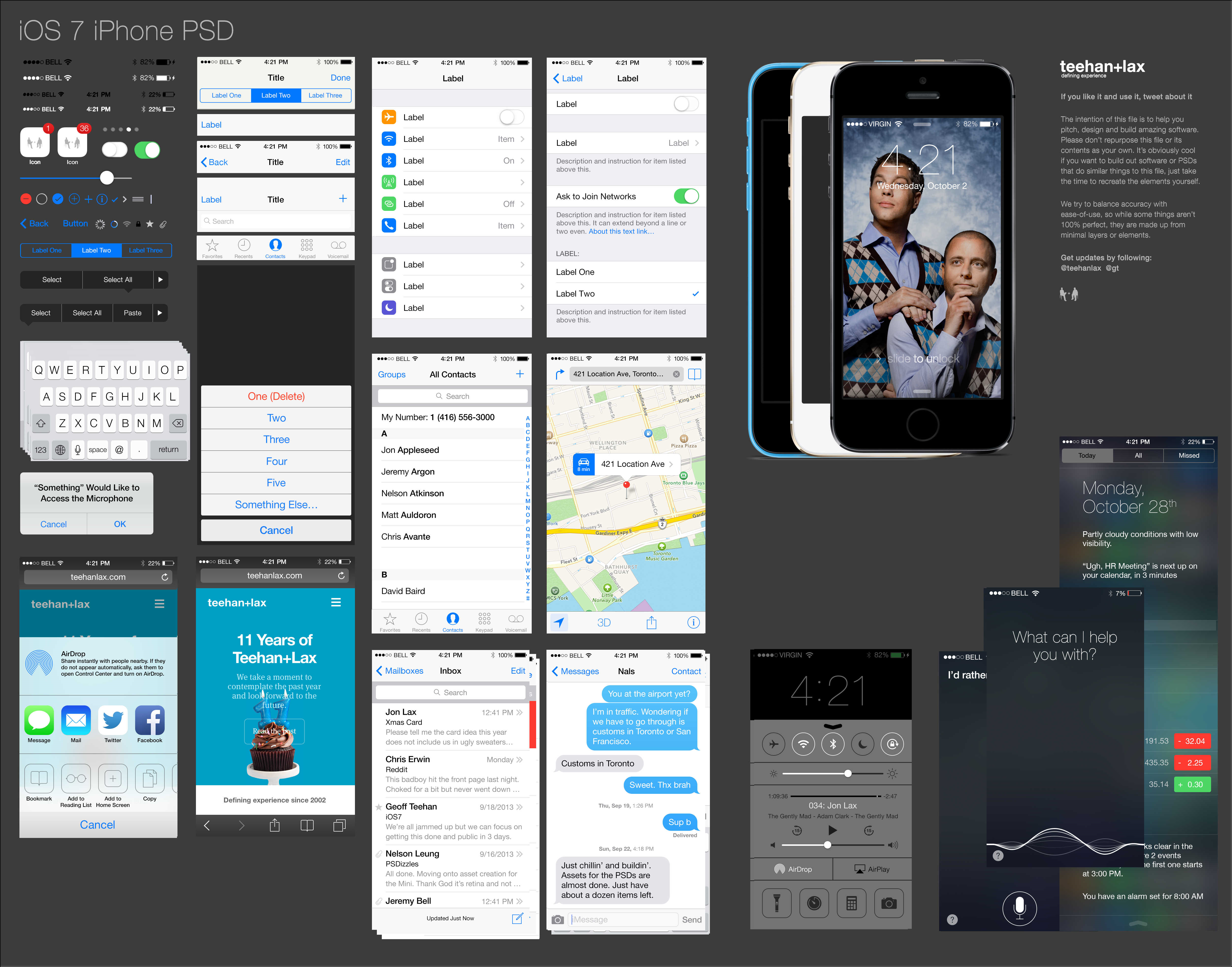 iOS 7 iPhone GUI from Teehan+Lax wireframe — Mockup Builder